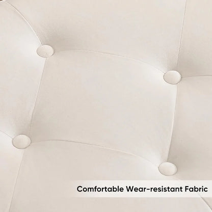 65" Storage Ottoman Bench, End of Bed Storage Bench King Size with Tufted Button Upholstered and Gold Legs, Bedroom Benches with