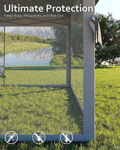 12x12FT Outdoor Canopy Tent, Height Adjustable Pop Up Gazebo With Mosquito Net & 4 SandBags For Backyard Party Camping
