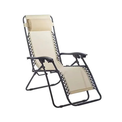 Portable Zero Gravity Lounge Chair – Folding Recliner with Lock, Cup Holder & Pillow for Patio Garden Balcony Camping Beach