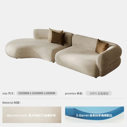 Sofa light luxury matte cloth curved sofa, large and small apartment simple fabric sofa