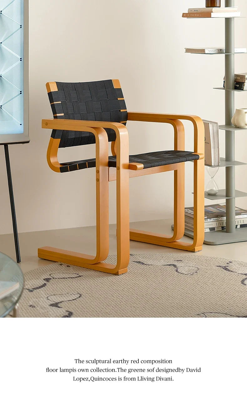 xArmrest Dining Chair Mid-Ancient Woven Chair Retro Desk Office Computer Chair