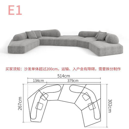 Fabric Sofa Combination Villa Large Apartment Sitting Italian Rock Irregular Special-shaped Large Flat Edta Double-sided