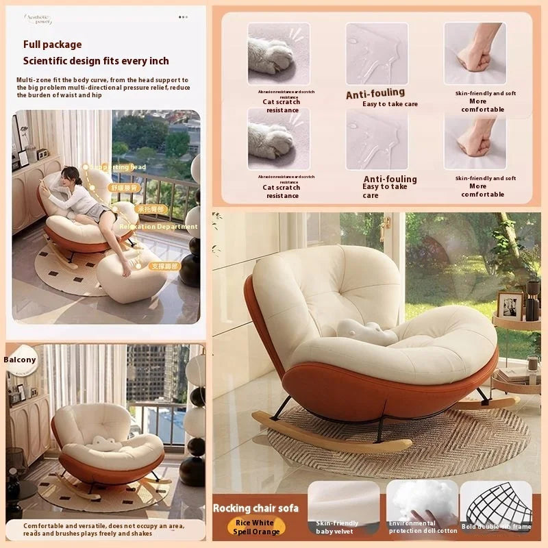 */-* Modern Eggshell Design Adult Recliner Chair Single Leisure Sofa Chair For Living Room Balcony