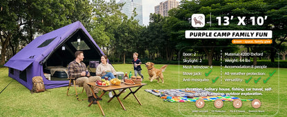129 Sq Ft Large Inflatable Camping Tent Waterproof Oxford Air Tent House with Hand Pump 4 Season Sunproof Glamping Family Tent