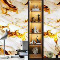 1 roll of marble self-adhesive wallpaper PET waterproof, flame-retardant, oil proof sticker background wall decorative wallpaper