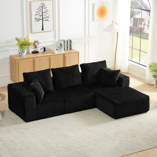 Modular Sectional Sofa, Modern Corduroy Cloud Couch with Deep Seat, Upholstered 4-Seater Sofa for Living Room