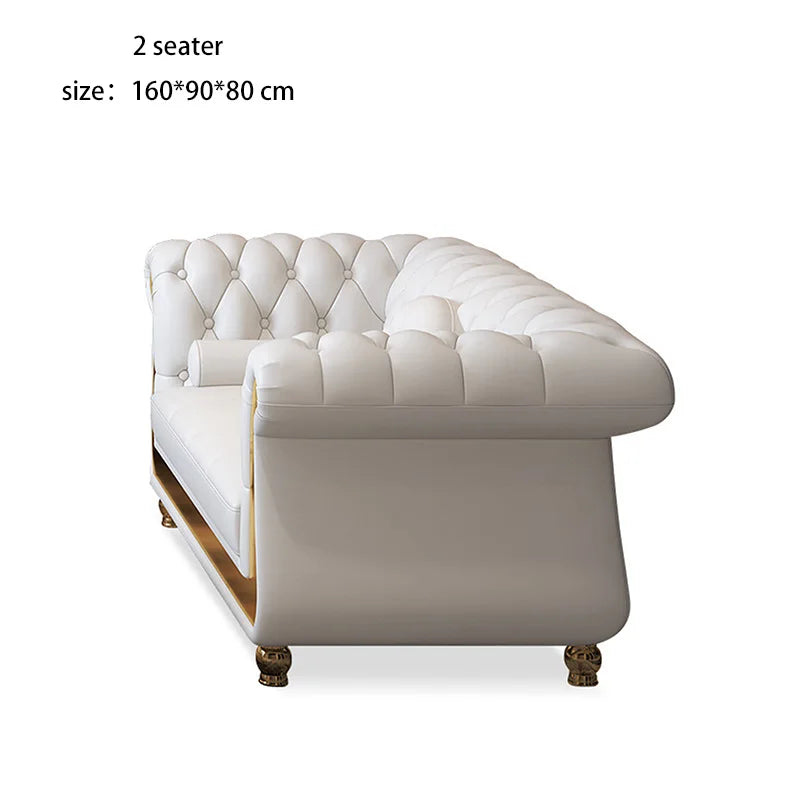 Classic American Antique Chesterfield Sofa for Home Office Hotel Couch Living Room Furniture Modern Genuine Leather Sofa Set