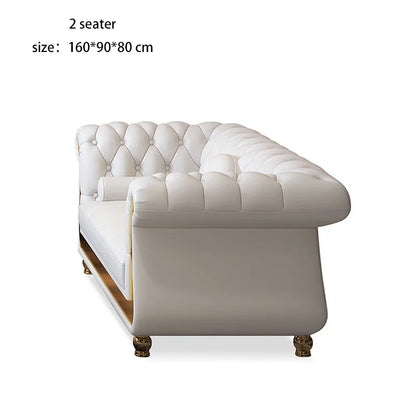 Classic American Antique Chesterfield Sofa for Home Office Hotel Couch Living Room Furniture Modern Genuine Leather Sofa Set