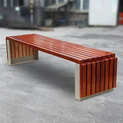 Mobilier d'extérieur, siège de banc sans dossier en bois frais, siège extérieur de parc, banc de Patio de jardin public sans dossier