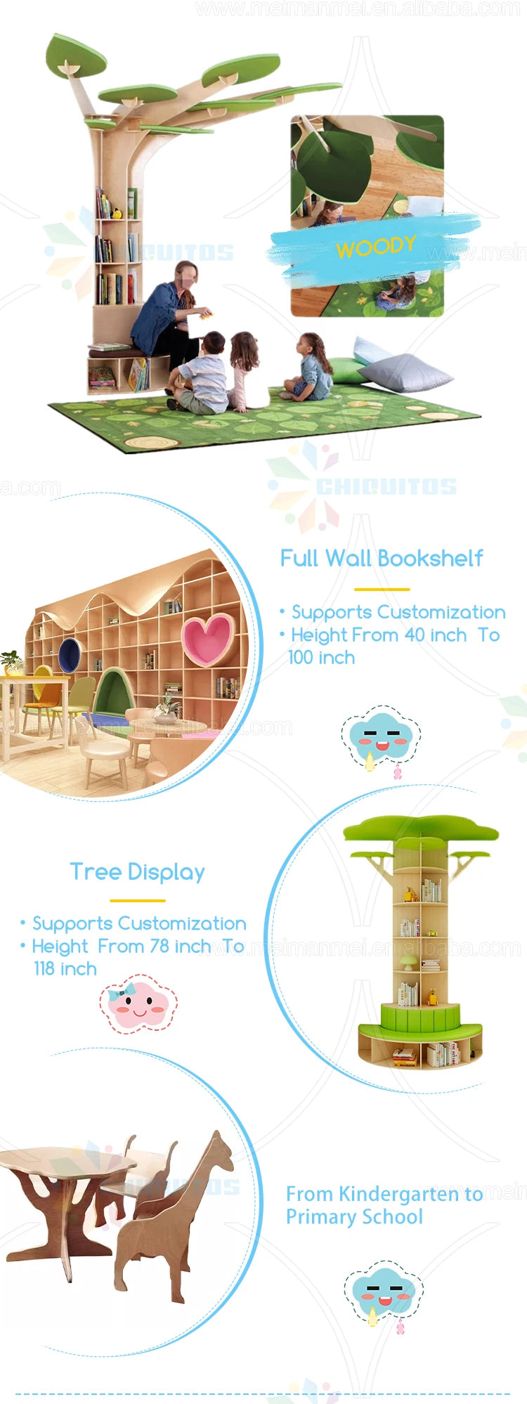 Bibliothèque Unique avec coin de lecture, pour salon familial, chambre à coucher, bibliothèque, programme universitaire préscolaire