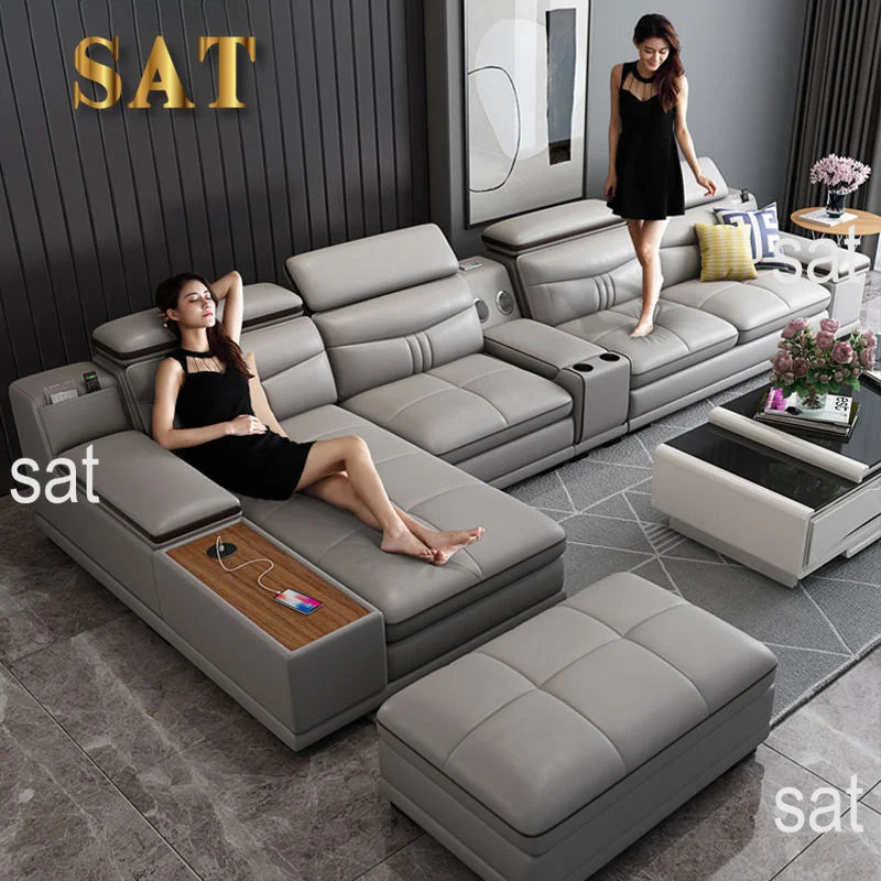Hot Sales 2025 Custom Modern Luxury Fabric Reclining Massage Furniture Set Multifunctional Three Seat For Hotel Villa Fabric App