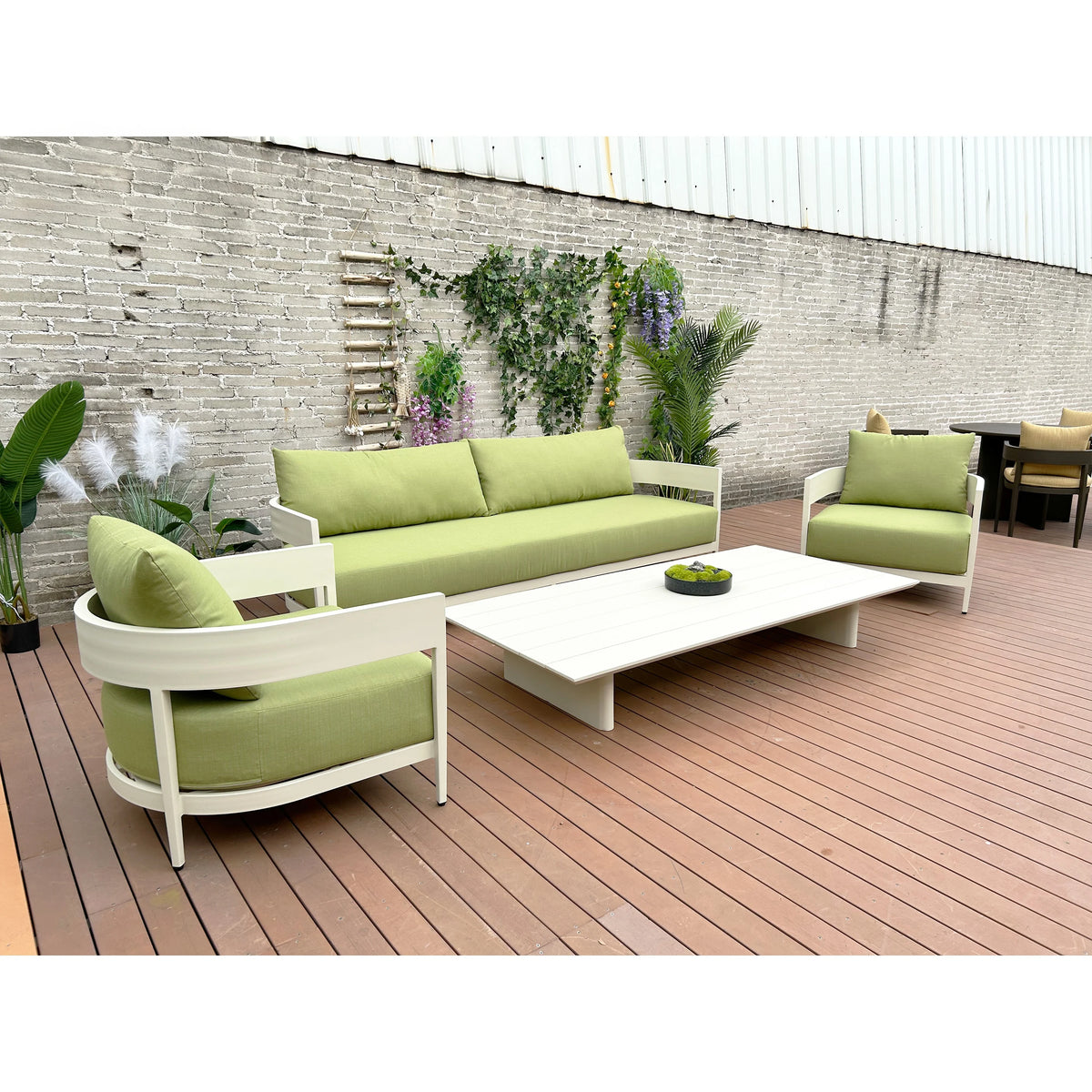 Luxury Garden Sofa Set Aluminum Outdoor Furniture Rattan Sofa Set Modern Cane Panel Back Patio Furniture