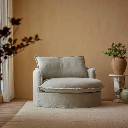 North American wabi style Japanese style white cream linen cotton and linen designer living room B & B straight