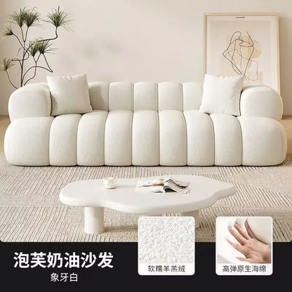 French style, cream style, Nordic, minimalist, fabric, sofa, living room, small apartment