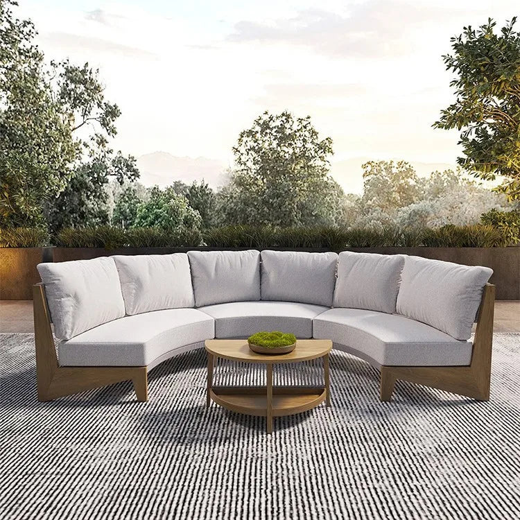 Outdoor teak rattan sofa, outdoor courtyard balcony furniture, garden waterproof and sun protection design