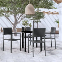 Black 5-Piece Patio Dining Set for Garden Use