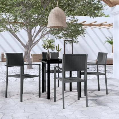 Black 5-Piece Patio Dining Set for Garden Use