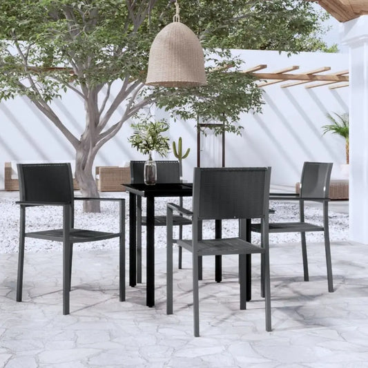 Black 5-Piece Patio Dining Set for Garden Use