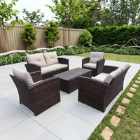 Modern Outdoor Rattan Sofa Set for Patio Balcony Living Room or Courtyard-Woven Wicker Chair Combination for Park Leisure