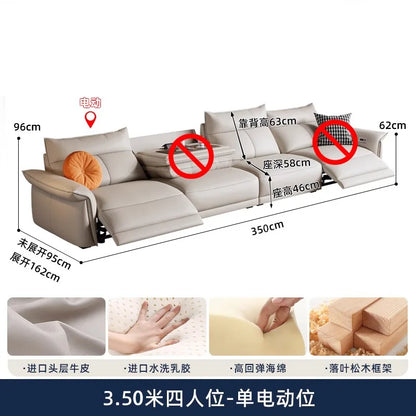 Leather sofa, electric living room, home theater sofa, modern function, adjustable leg support, one layer cowhide sofa