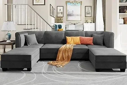 #For L-Shaped Modular Sectional Sofa, 3-Seater Comfy Cloud Couch with Ottoman/Chaise & 5 Pillows for Living Room Bedroom&