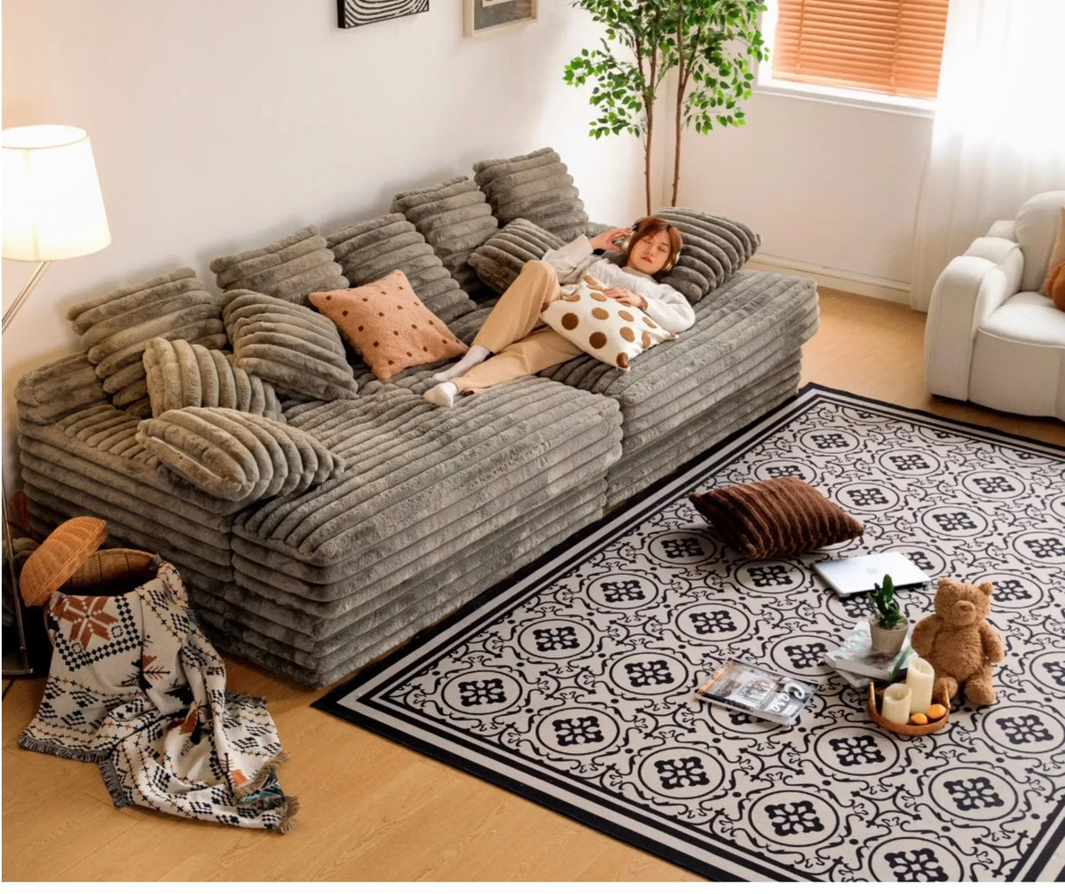 Design Filler Living Room Sofas European Beige Luxury Floor Compressed Sofas Puffs Recliner Modern Divani Soggiorno Furniture