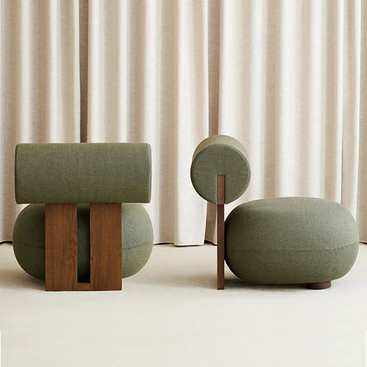 Nordic Design Casual Living Room Home Furniture Grey Wood Armchair Lobby Sofa Chair