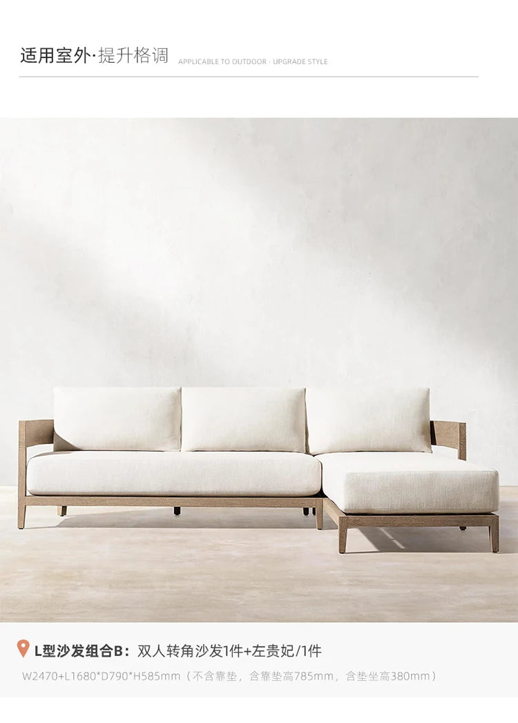 Italian Style Simplicity Waterproof and Sunscreen Garden Sofas Teak Modern Garden Sofas Designer Outdoor Furniture Divano HBOS