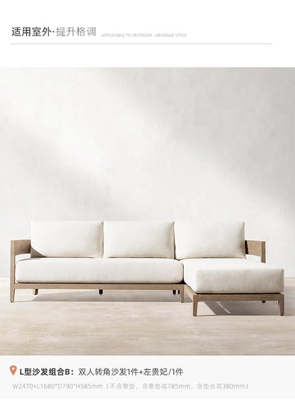 Italian Style Simplicity Waterproof and Sunscreen Garden Sofas Teak Modern Garden Sofas Designer Outdoor Furniture Divano HBOS