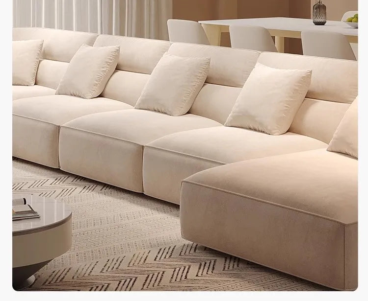 Large flat floor straight corner combination sofa Modern simple large apartment villa living room hotel matte fabric sofa