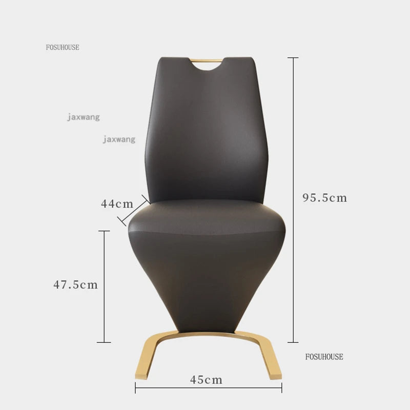 Nordic Stainless Steel Dining Chairs 2pcs Modern Casual Leather Kitchen Furniture Dining Chair Home Backrest Negotiation Chair K