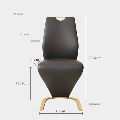 Nordic Stainless Steel Dining Chairs 2pcs Modern Casual Leather Kitchen Furniture Dining Chair Home Backrest Negotiation Chair K