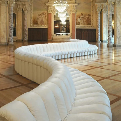 Artistic High End White Leather De Sede DS 600 Snake Sofa Curved Modular Sectional Sofa Round Water Proof Couch Set