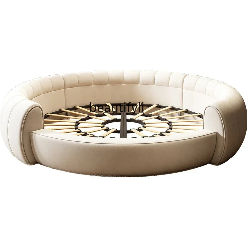 M71 round Bed Double Marriage Bed Modern Simple Home Hotel 2M Serena Large round Cream Wind Bed in Master Bedroom