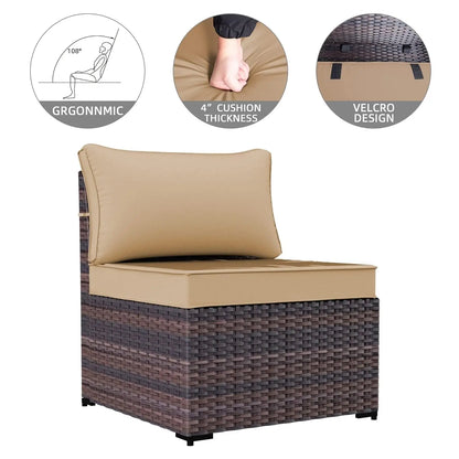 7 Pieces Outdoor Patio Furniture Sets,Wicker Conversation Set Sectional Sofa,Includes 6 All-Weather High Back PE, Customized