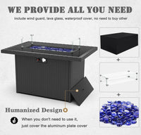 8 Pieces Patio Furniture Set with 44" Propane Gas Fire Pit Table, Outdoor Sectional Wicker Conversation Sofa Sets with Coffee Ta