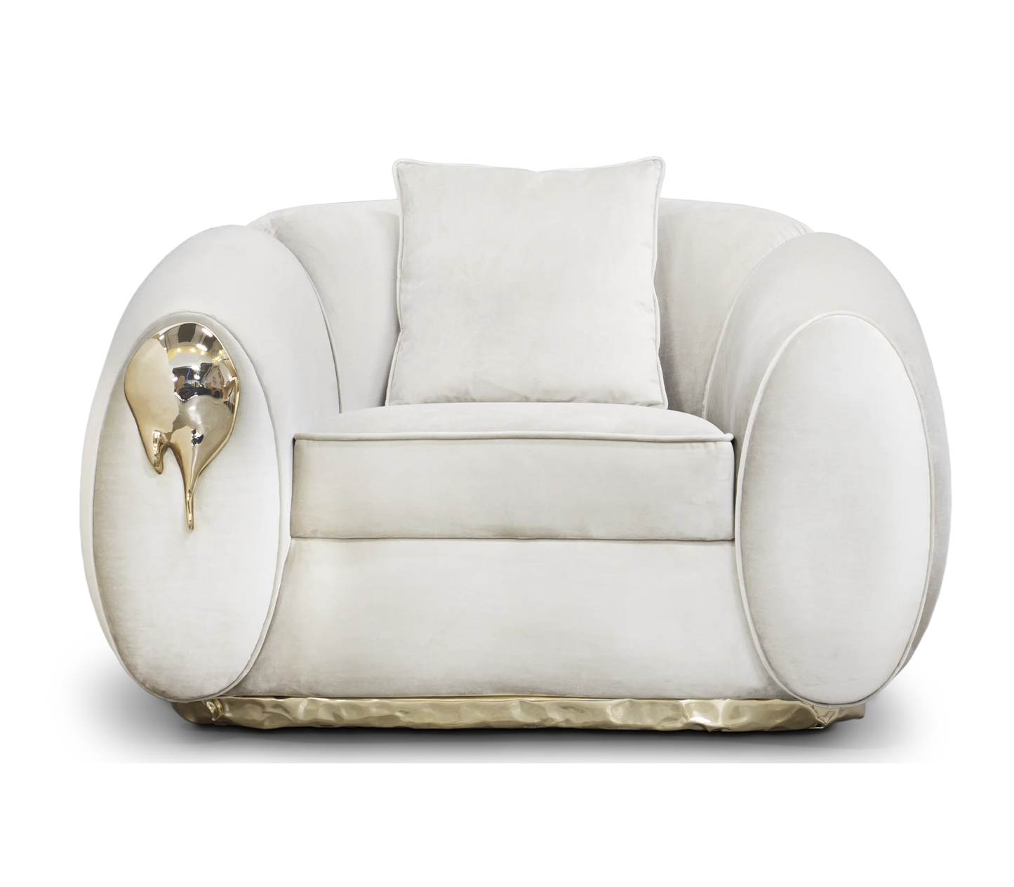 High End Home Furniture Customized Italian Design Luxury Curved Couch Living Room Sofa Set Modern Brass Base Nubuck Fabric Sofa