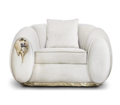 High End Home Furniture Customized Italian Design Luxury Curved Couch Living Room Sofa Set Modern Brass Base Nubuck Fabric Sofa