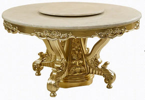 European round dining table and chair combination full solid wood carving flower dining table French marble round dining table