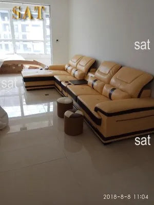 for Modern Living Room Sofas L Shape Corner Italian Genuine Leather Couch with Speake,Radio,USB, Bluetooth, Cup Holder