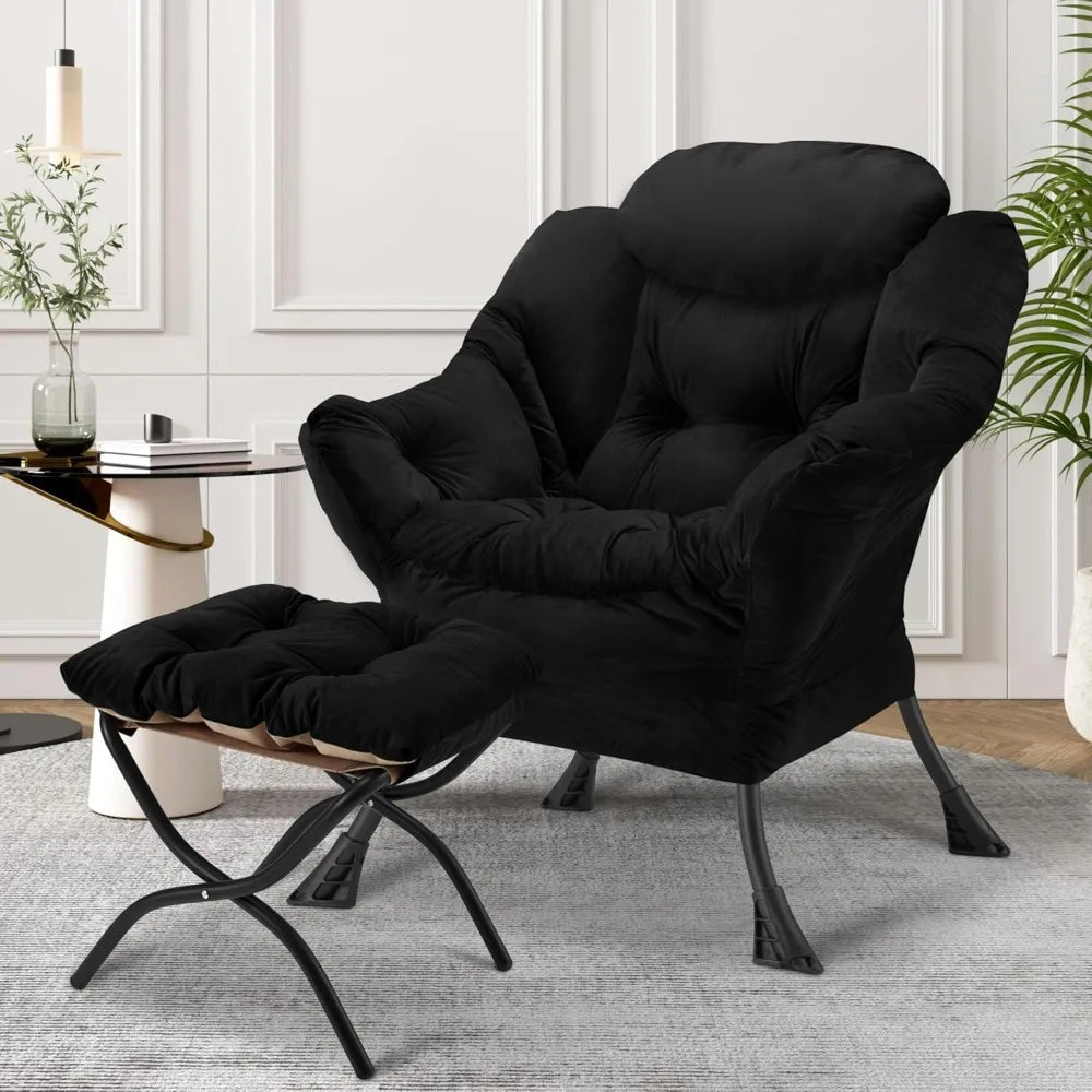 Chair with Ottoman,Leisure Sofa Armchair with Footrest,Oversized Reading Chair for Bedroom,Dorm Room,Living Room,Cou