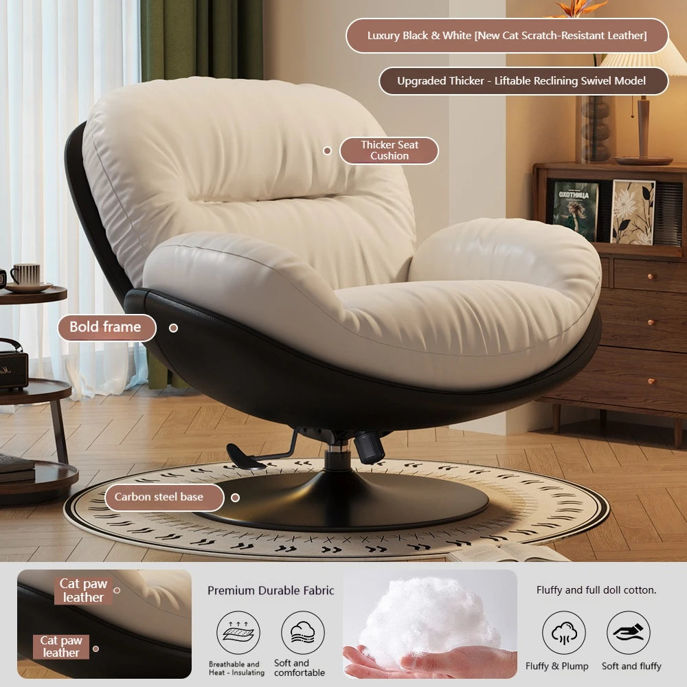 Luxury Living Room Lounge Chair Soft Reclining Home Relaxing Chair Adjustable Height Modern Bedroom Swivel Sofa Chairs Furniture