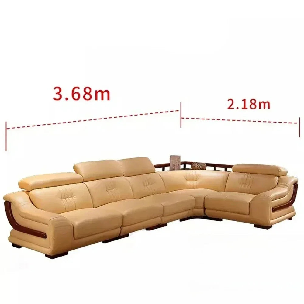 MANBAS Premium Italian Genuine Leather Sofa Sets Big Sectional Couch Living Room Sofas With Adjustable Headrests Home Furniture
