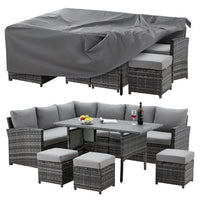 7 Pieces Patio Furniture Set with Waterproof Cover, Outdoor Sectional Sofa Conversation Set, All Weather Wicker, Customized