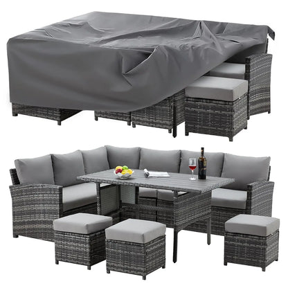 7 Pieces Patio Furniture Set with Waterproof Cover, Outdoor Sectional Sofa Conversation Set, All Weather Wicker, Customized
