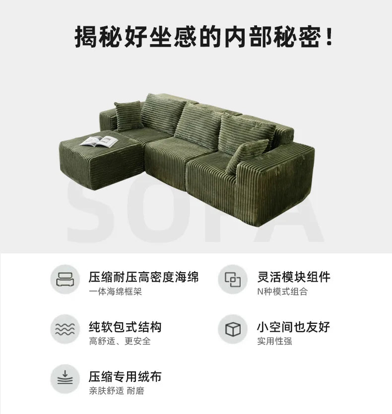 Vacuum Compression Sofa, One-piece Molded Sponge, Comfortable and Soft Living Room Boneless Sofa, Customizable