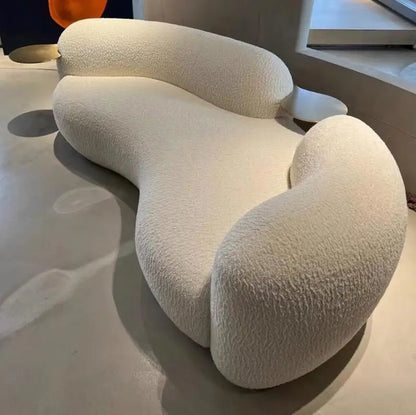 Custom Nordic light luxury sofa minimalist creative three curved fabric cream wind small household sofa