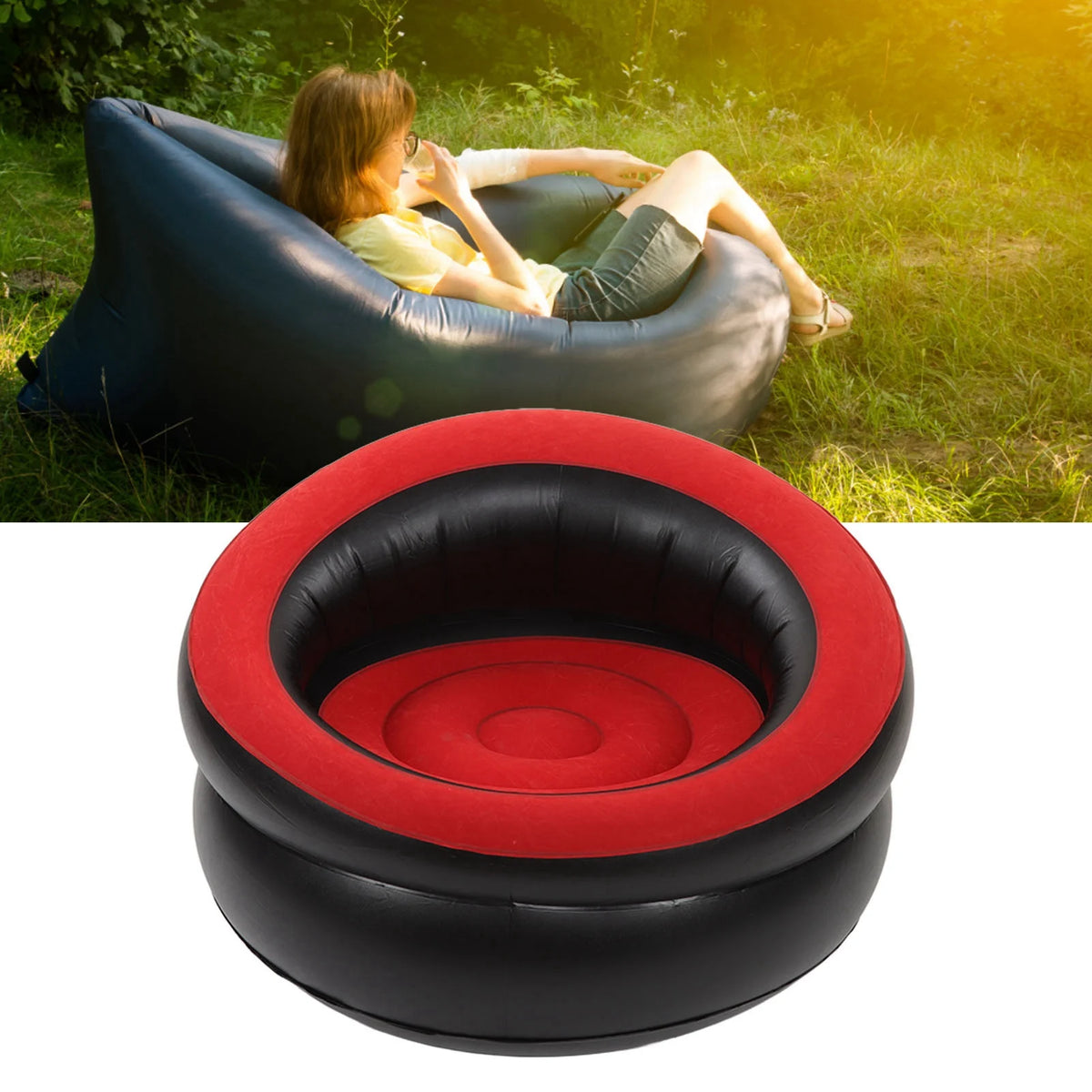 【HOT】Inflatable Couch Lightweight Widely Applicable Inflatable Sofa Chair Ergonomic Design PVC for Balcony