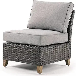 Outdoor Furniture, Patio Wicker Sectional Sofa Modular Furniture Set Single Sofa with Thick Cushions for Deck Porch Poolside Ga