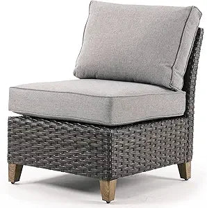 Outdoor Furniture, Patio Wicker Sectional Sofa Modular Furniture Set Single Sofa with Thick Cushions for Deck Porch Poolside Ga